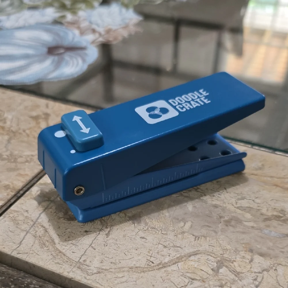 Blue Doodle Crate Hole Punch - Adjustable for 2 Sizes